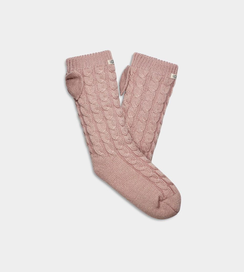 Ugg Laila Bow Fleece Lined - Womens Socks - Pink - NZ (6432ZMKES)